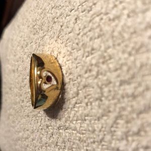 Vintage gold plated heart cutout gemstone ring Avon